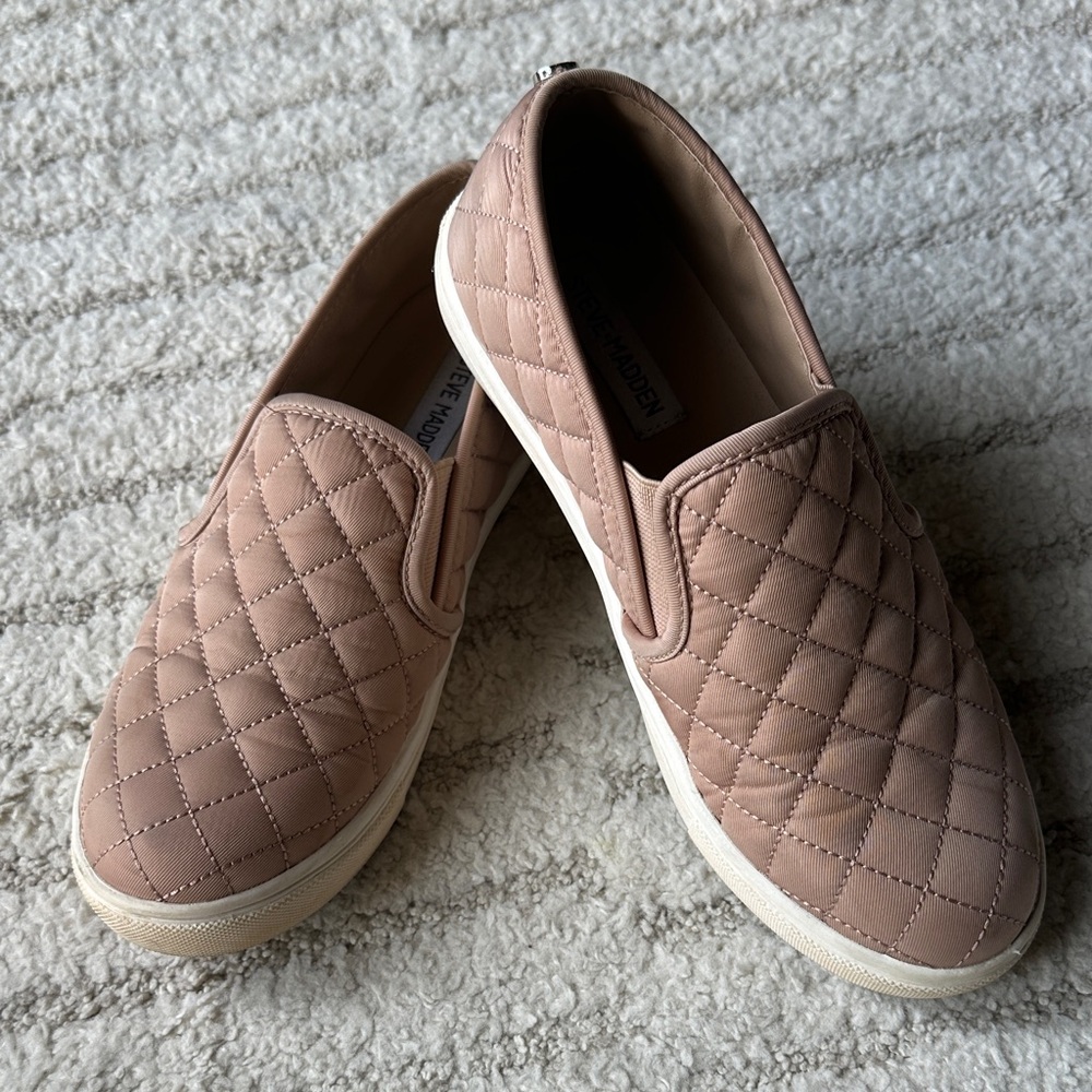 Steve Madden Quilted Slip-On Sneakers - Light Brown